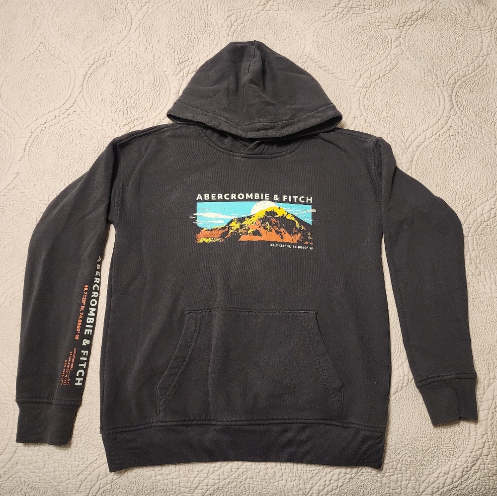 Abercrombie & Fitch Charcoal Hoodie with Mountain Graphic